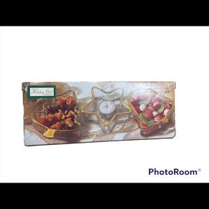NIB 3 pcs holiday candy dish/votives